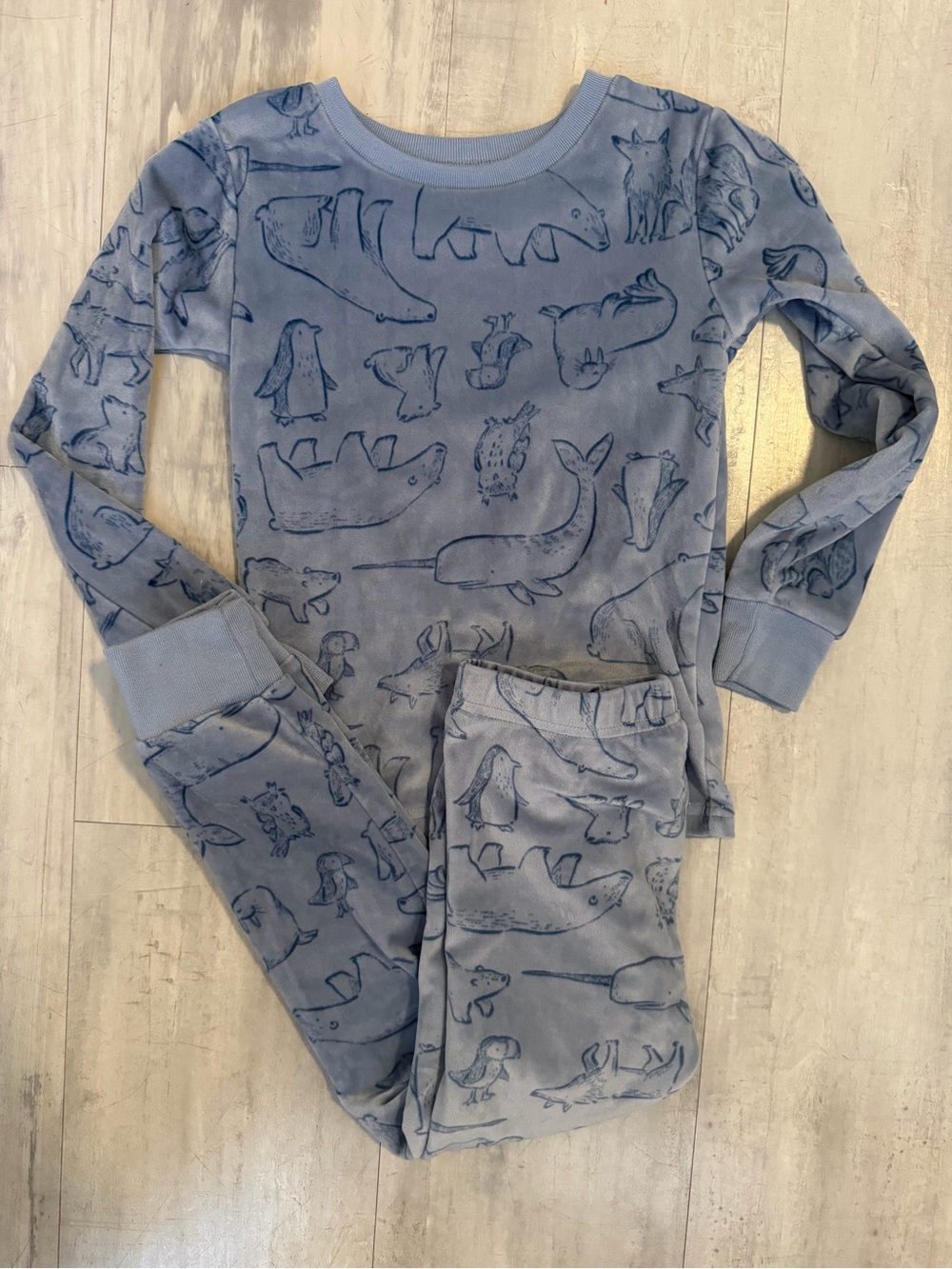 Carter's Light Blue Kids Pajama Top with Navy Animal Sketches